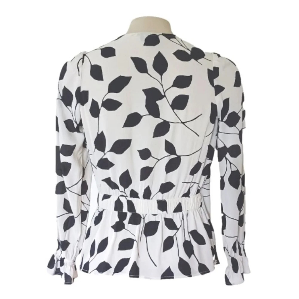 Talbots Leaf Print Wrap Top   Petite - Picture 4 of 8